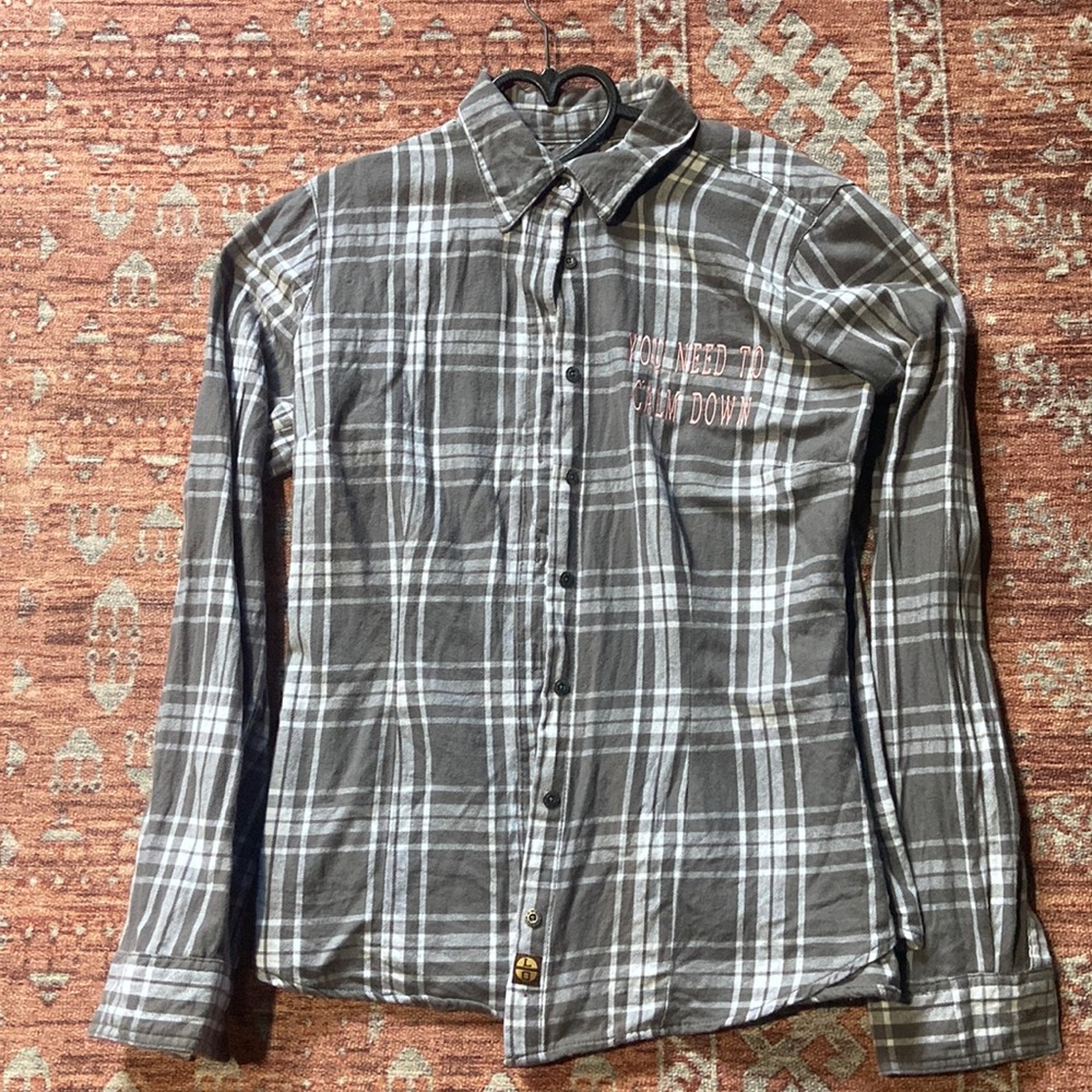 Long sleeve button down with embroidery